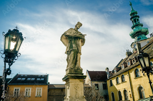 Ancient sculpture of Jan Nepomucky near Michal Gate in Bratislava, Slovakia