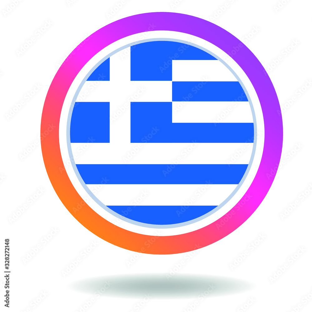 Flag of greece. Round icon for social networks. Ideal for bloggers. Bright design. Vector Flag of greece. Round icon for social networks. Ideal for bloggers. Bright design. Vector