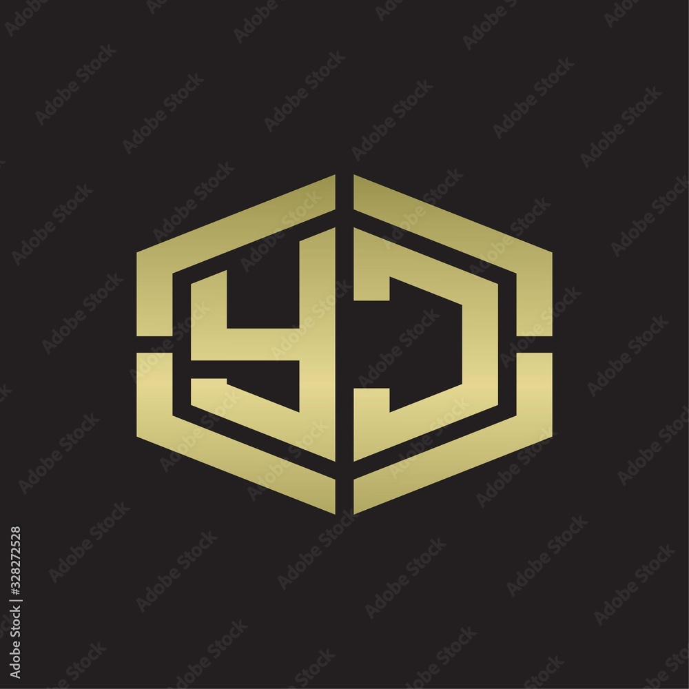 YC Logo monogram with hexagon shape and piece line rounded design tamplate on gold colors YC Logo monogram with hexagon shape and piece line rounded design tamplate on gold colors