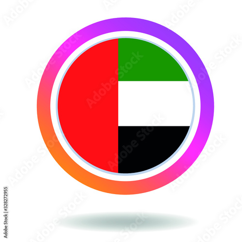 Flag of united arab emirates. Round icon for social networks. Ideal for bloggers. Bright design. Vector