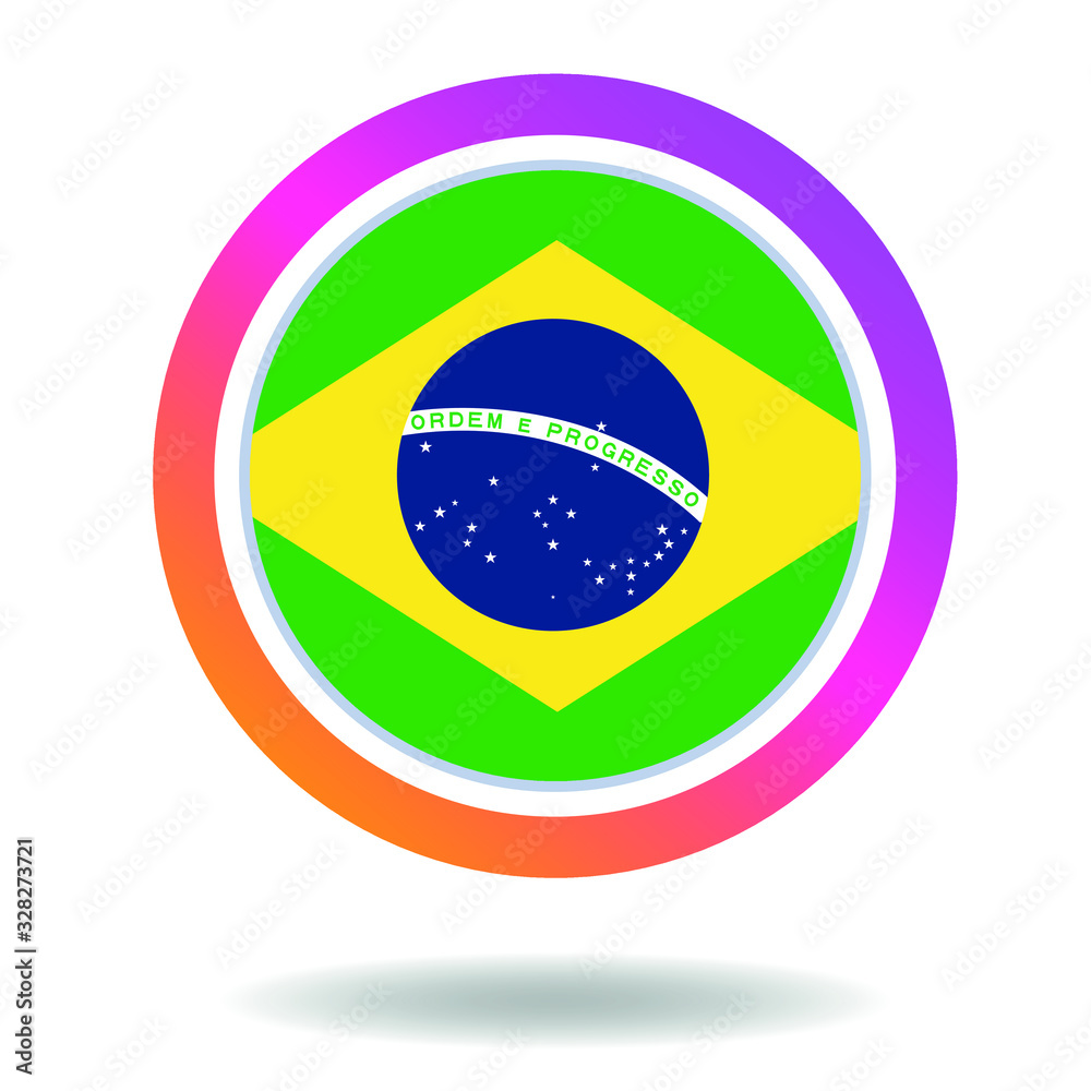 Flag of brazil. Round icon for social networks. Ideal for bloggers. Bright design. Vector