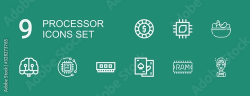 Editable 9 processor icons for web and mobile
