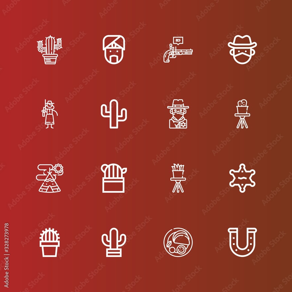 Editable 16 western icons for web and mobile Editable 16 western icons for web and mobile
