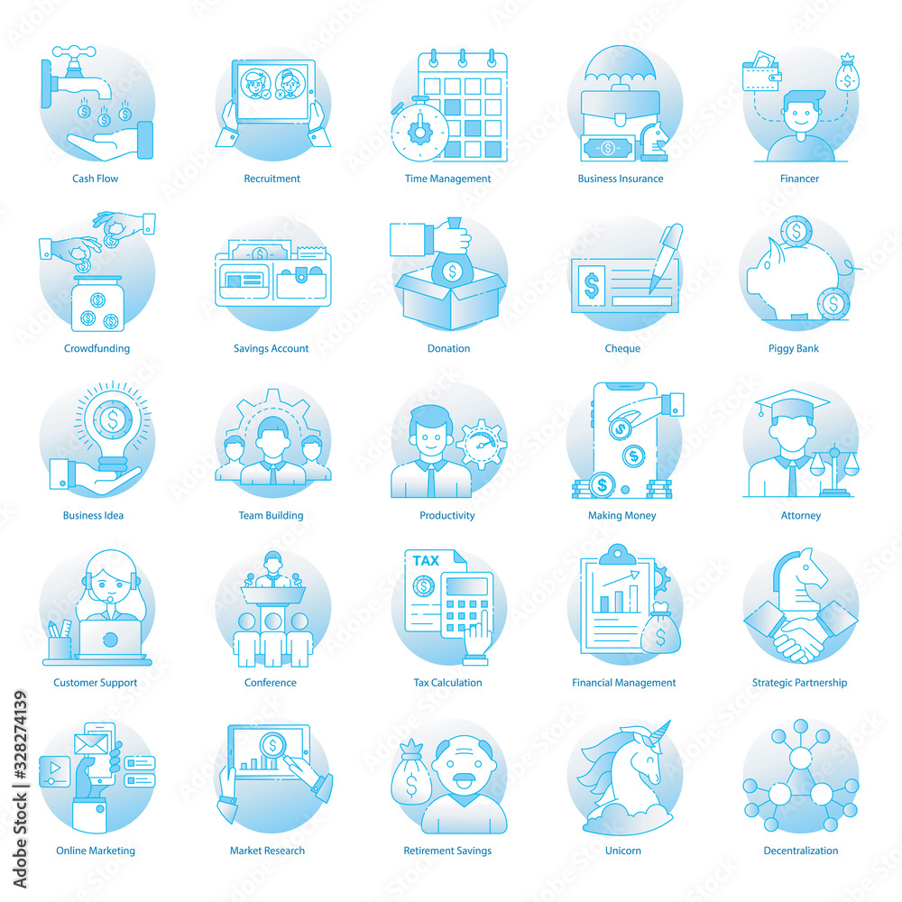  Business Services Flat Icons Pack 
