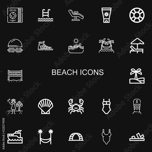 Editable 22 beach icons for web and mobile