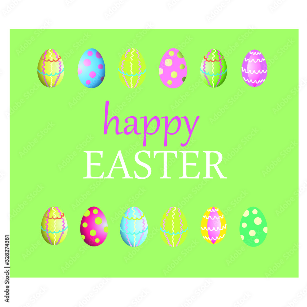 Happy easter greeting card with colored eggs	