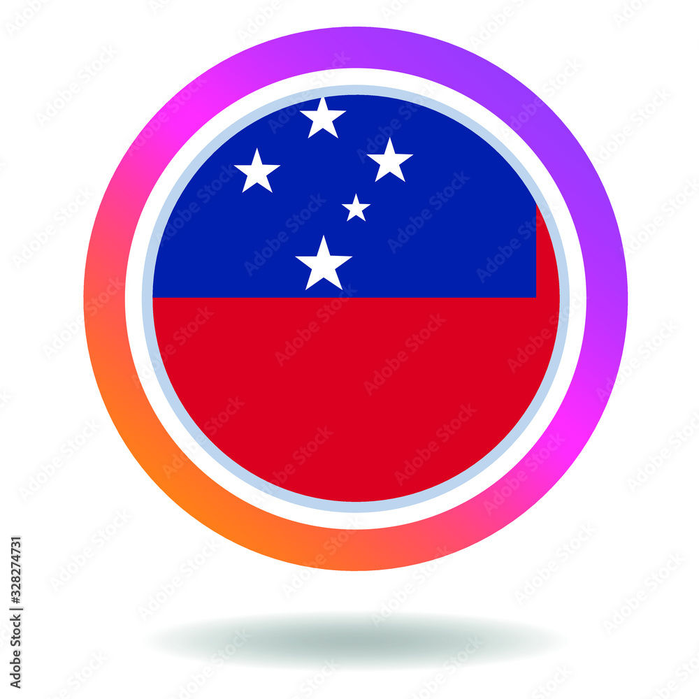 Flag of samoa. Round icon for social networks. Ideal for bloggers. Bright design. Vector Flag of samoa. Round icon for social networks. Ideal for bloggers. Bright design. Vector