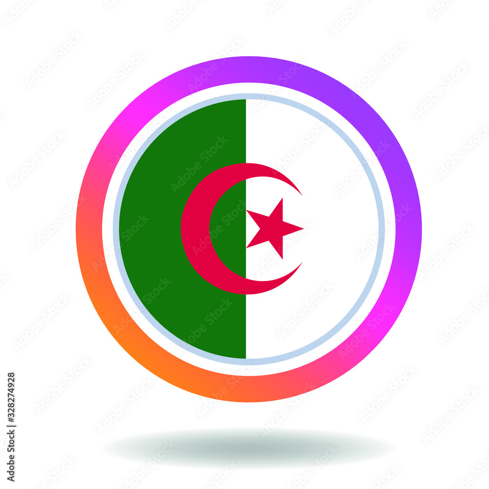 Flag of algeria. Round icon for social networks. Ideal for bloggers. Bright design. Vector Flag of algeria. Round icon for social networks. Ideal for bloggers. Bright design. Vector