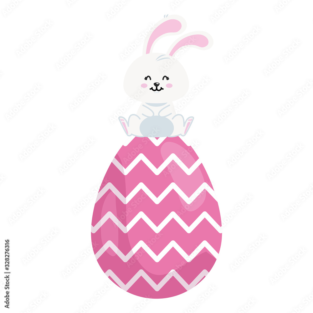 Fototapeta premium cute rabbit with egg easter isolated icon vector illustration design