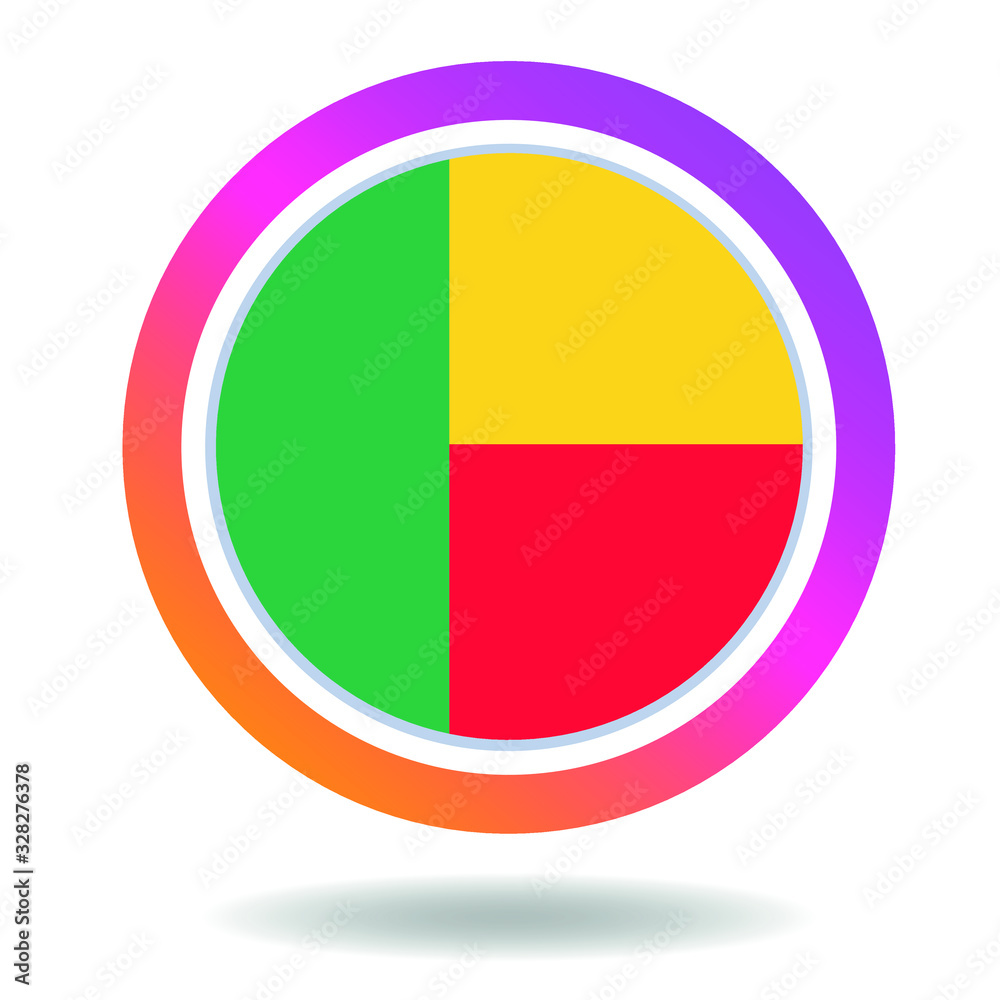 Flag of benin. Round icon for social networks. Ideal for bloggers. Bright design. Vector Flag of benin. Round icon for social networks. Ideal for bloggers. Bright design. Vector