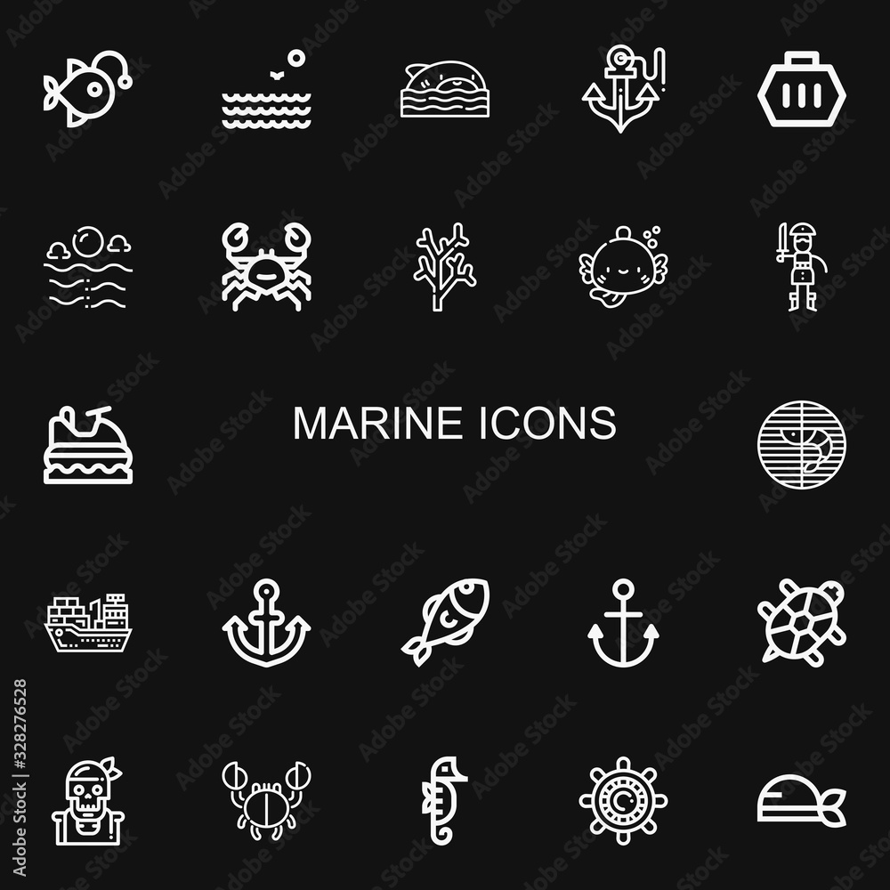 Editable 22 marine icons for web and mobile