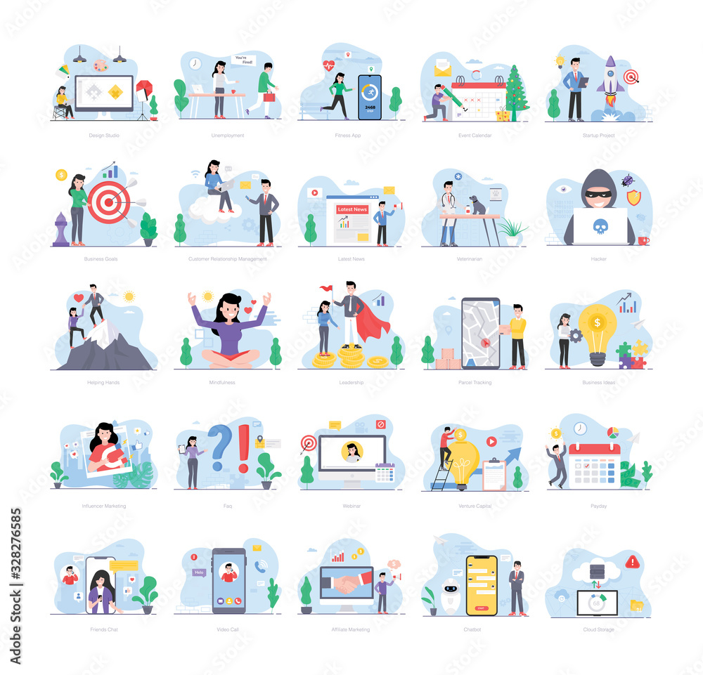 Modern Set of People Creative Illustrations In Flat Design Modern Set of People Creative Illustrations In Flat Design