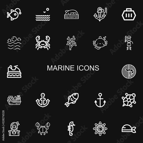 Editable 22 marine icons for web and mobile