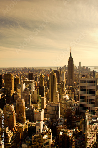 Skyscrapers of Manhattan. Panoramic view from famous skyscraper Top of the Rock. New York, USA © Dmitro