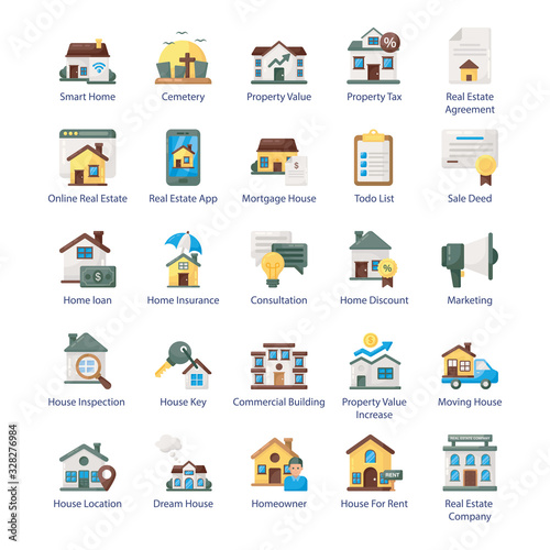  Real Estate Flat Icons Pack