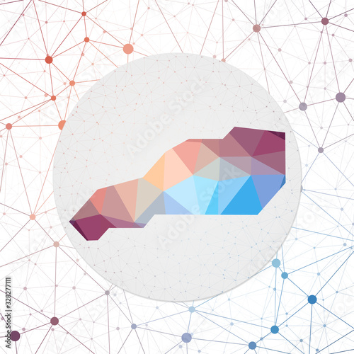 Abstract vector map of Little Stirrup Cay. Technology in the island geometric style poster. Polygonal Little Stirrup Cay map on 3D triangular mesh background. EPS10 Vector.
