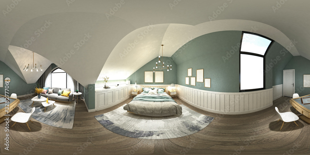 Fototapeta premium 3d render of modern bedroom