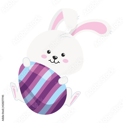cute rabbit with egg easter isolated icon vector illustration design