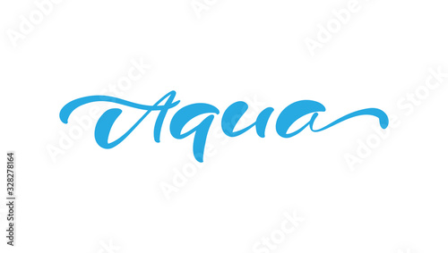 Blue vector Aqua text logo with water wave. Eco concept fresh clean drink water. For shop, web banner, poster