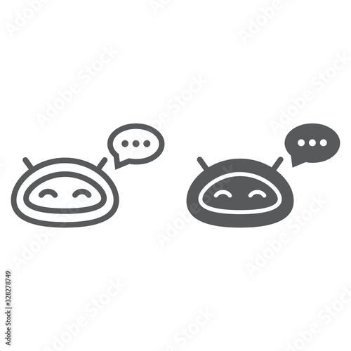 Chatbot line and glyph icon, technology and bot, chatterbot sign, vector graphics, a linear pattern on a white background, eps 10.