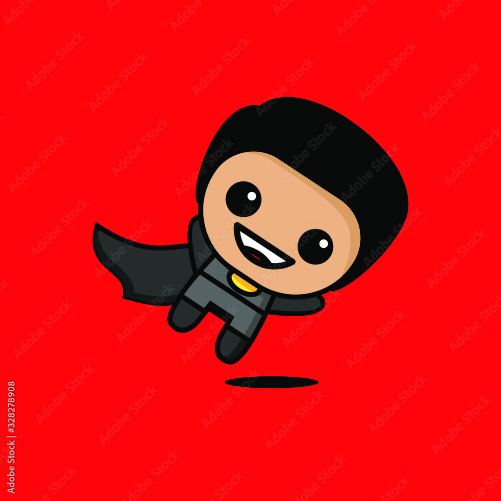 cute kawaii superhero character logo icon design vector illustration
