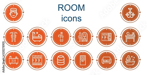 Editable 14 room icons for web and mobile