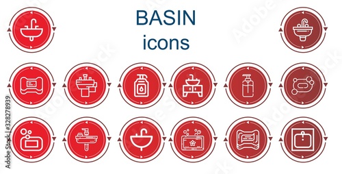 Editable 14 basin icons for web and mobile