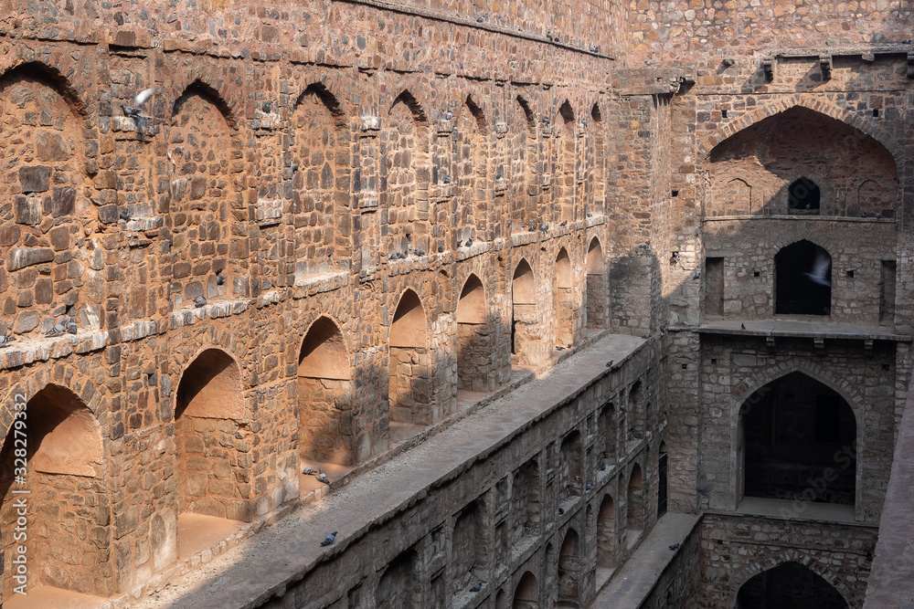 Ruins of Agrasen Ki Baoli, a historical monument in Delhi, India