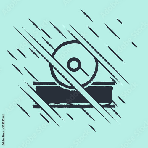 Black Otolaryngological head reflector icon isolated on green background. Equipment for inspection the patient's ear, throat and nose. Glitch style. Vector Illustration