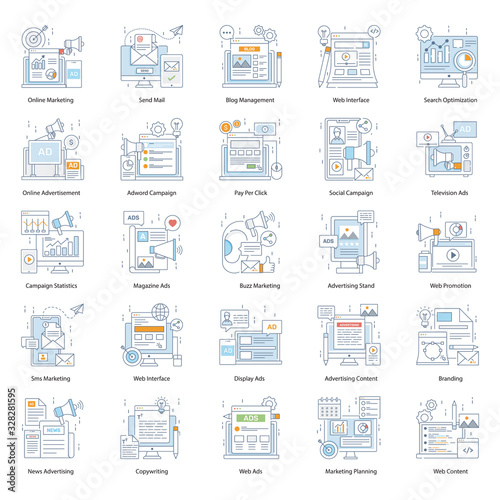  Seo And Social Media Flat Icons Pack 
