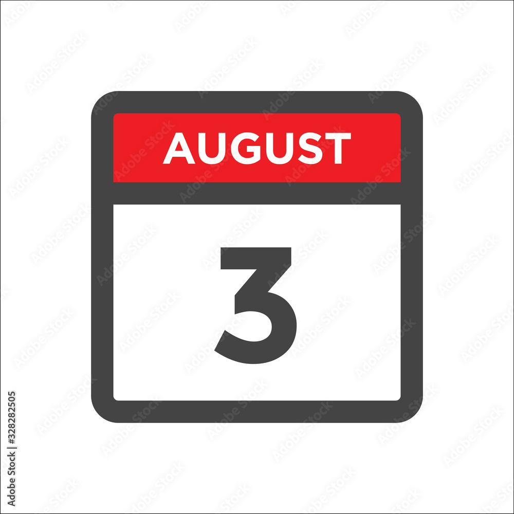 August 3 calendar icon with day of month August 3 calendar icon with day of month