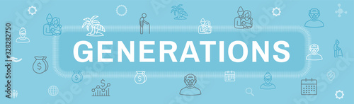 Generations and Aging Web Header Banner and Icon Set