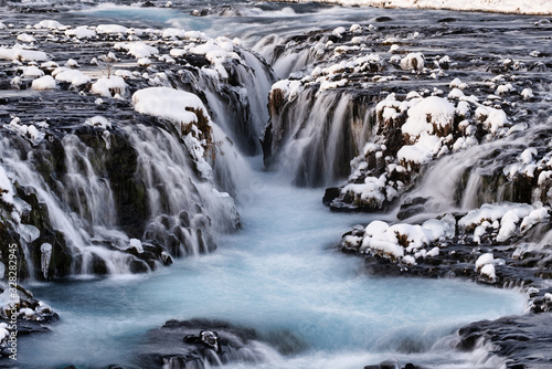 long exposure waterfall in winter