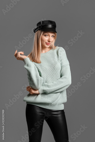 Young woman in warm sweater...