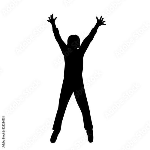 vector, isolated, black silhouette of a child jumping
