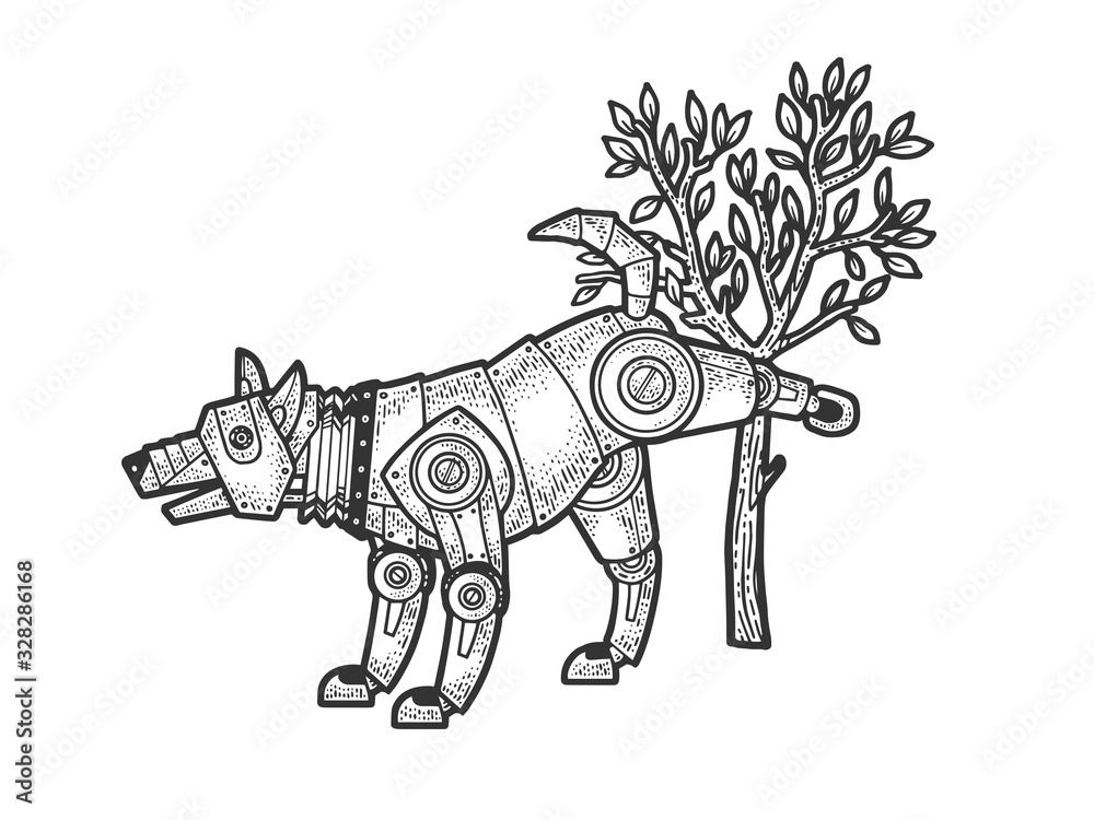 pet animals clipart black and white tree