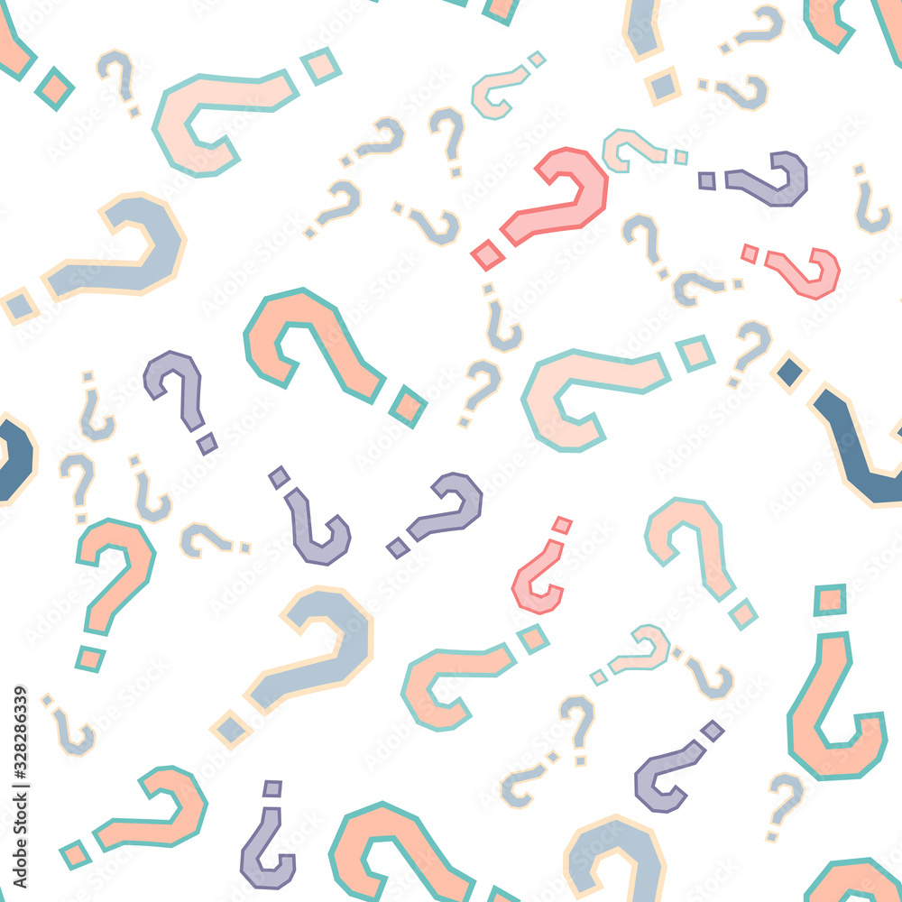 Quiz seamless pattern. Question marks, doubt, faq Quiz seamless pattern. Question marks, doubt, faq