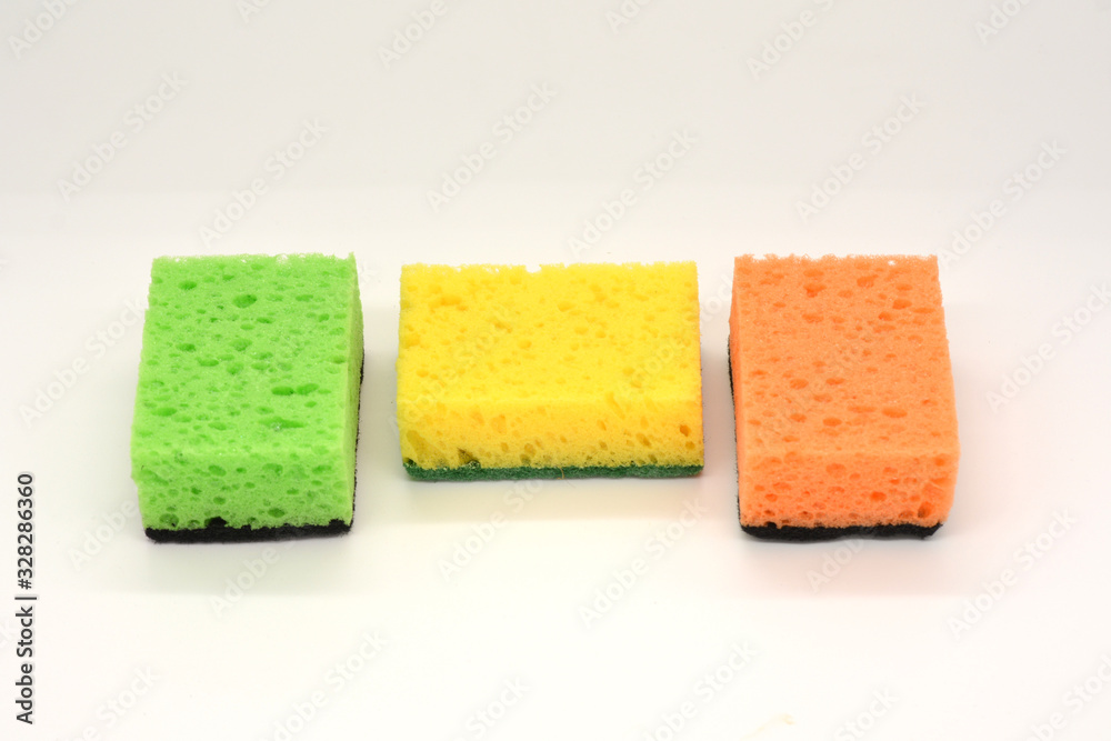 sponge for washing dishes on a white background