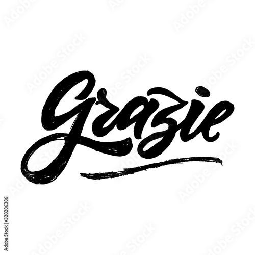 Thank You hand lettering in italian language. Motivational phrase. Vector