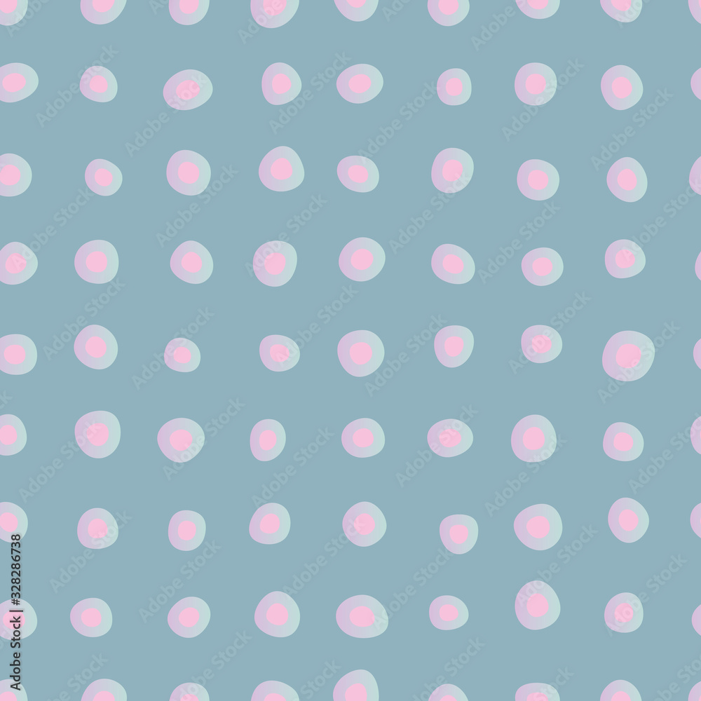 Pink gradient polka dots seamless vector pattern on blue. Decorative abstract surface print design. Pink gradient polka dots seamless vector pattern on blue. Decorative abstract surface print design.
