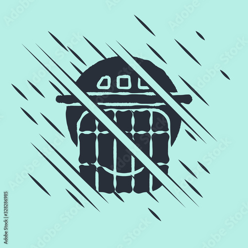 Photography Black Hockey helmet icon isolated on green background