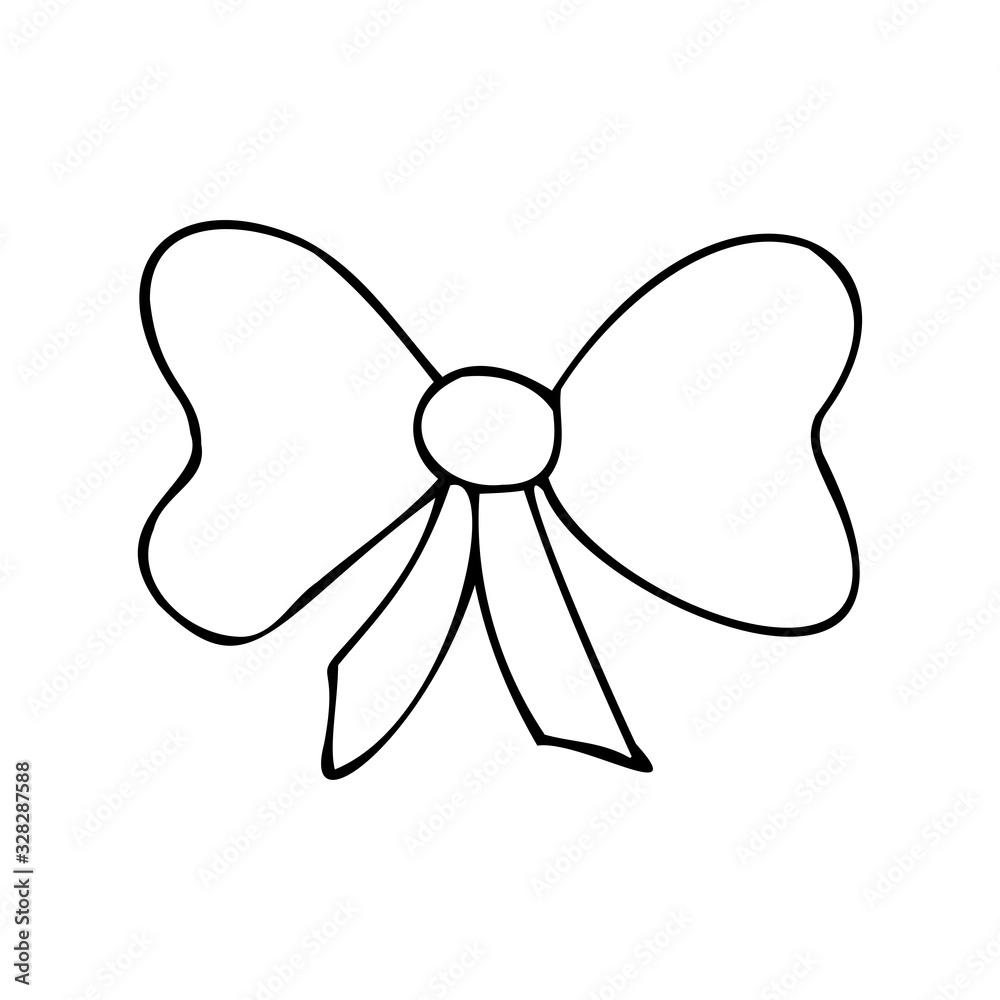 Cute and simple hand drawn bow, decorative vector icon for stickers, greeting cards or posters, simple doodle design Cute and simple hand drawn bow, decorative vector icon for stickers, greeting cards or posters, simple doodle design