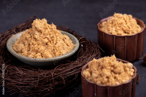 Indoor dark background dried meat floss