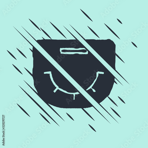 Black Poker table icon isolated on green background. Glitch style. Vector Illustration