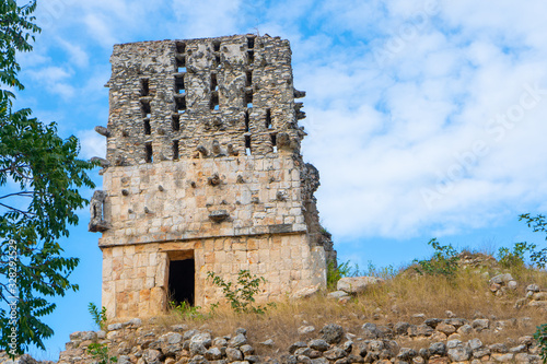 El Mirador, a pyramid-like structure surmounted by a temple in Labna mayan archaeological site. Yucatan. Mexico photo