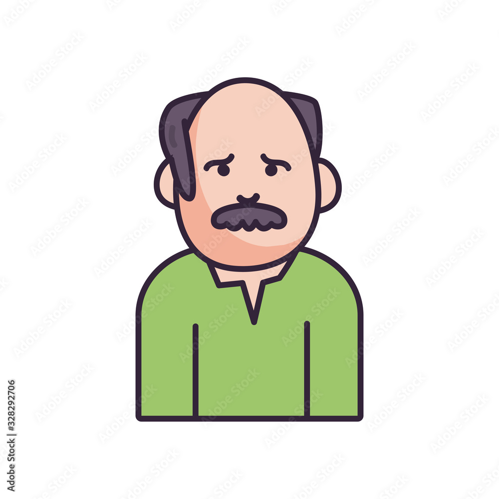 Isolated avatar man with mustache fill style icon vector design