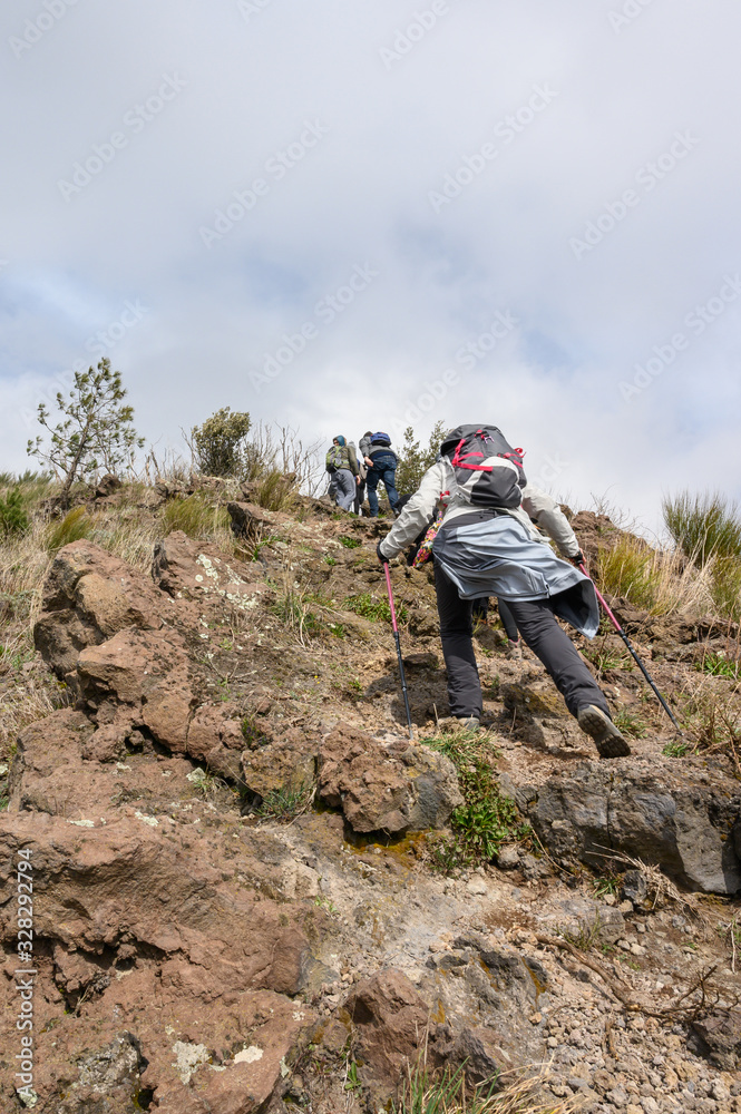Mount Somma, Naples / Italy - March 2020: Trekking on Mount Somma, visiting the burnt area and the quary. Mount Somma, Naples / Italy - March 2020: Trekking on Mount Somma, visiting the burnt area and the quary.