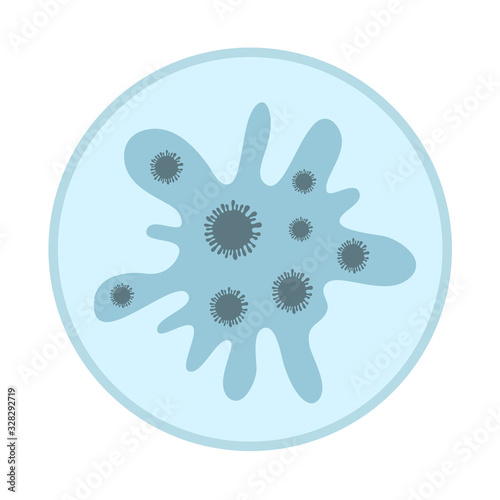 Petri dish - laboratory and chemistry glassware with bactreal and bactreial microorganism. Bacteriology and microbiology science is doing scientific experiment. Vector illustration isolated on white.