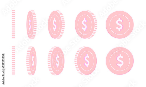 American dollar rotating coins set, animation read
