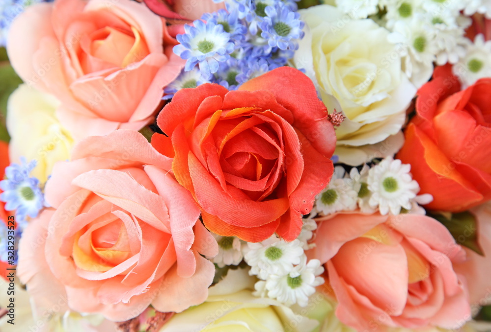 Close up of artificial flower bouquet. Close up of artificial flower bouquet.